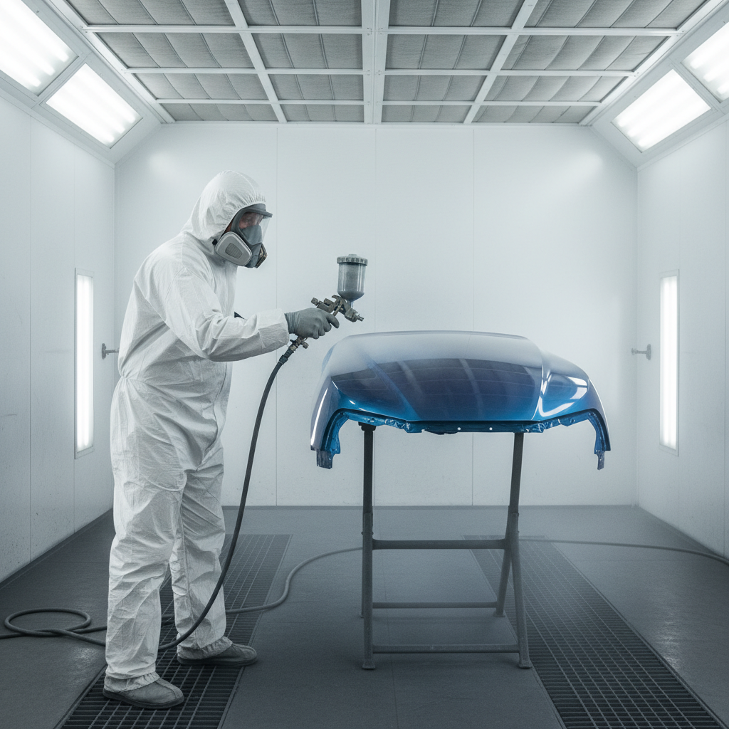 Auto painting in spray booth